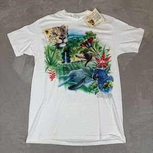 Vintage NWT 90s Hanes Rainforest‎ By Kathleen Mazzotta Shirt Mens Large White